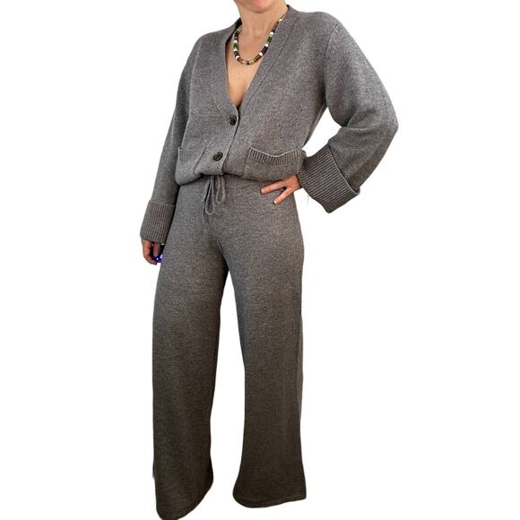 Lisa Yang Danni Cardigan & Sofi Pant Set Grey 100% Cashmere Sz 2 / M $1210 - Picture 1 of 16